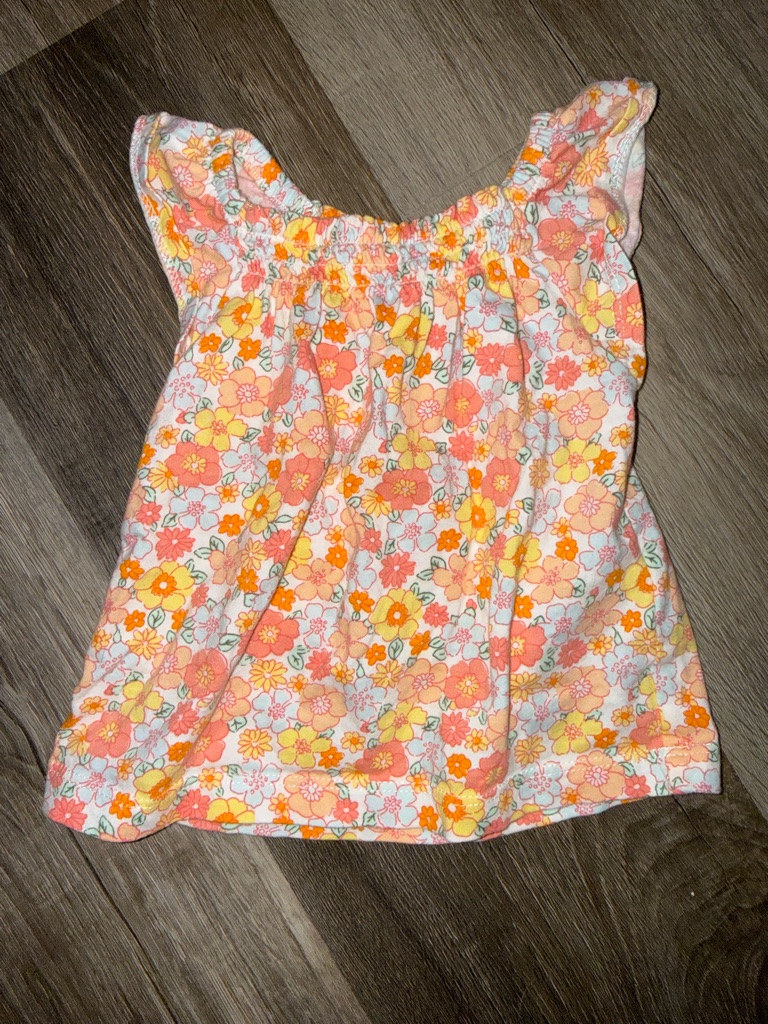 Carter's Peach, Yellow & White Floral Smocked Tank